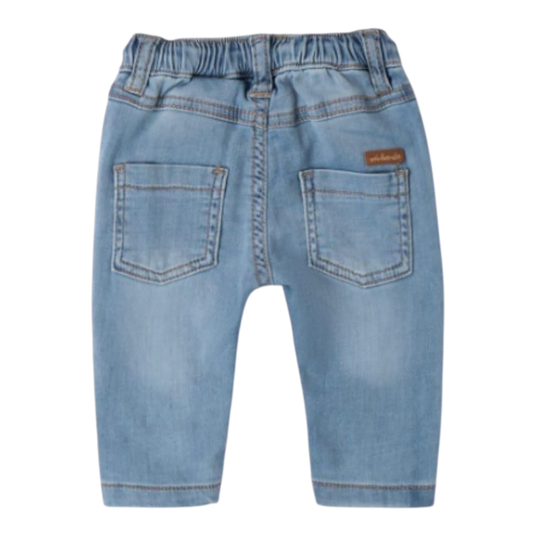 Mini Banda Jeans Tinta Unita con Elastico In Vita per Neonato 3B681 AZZURRO MINI BANDA 