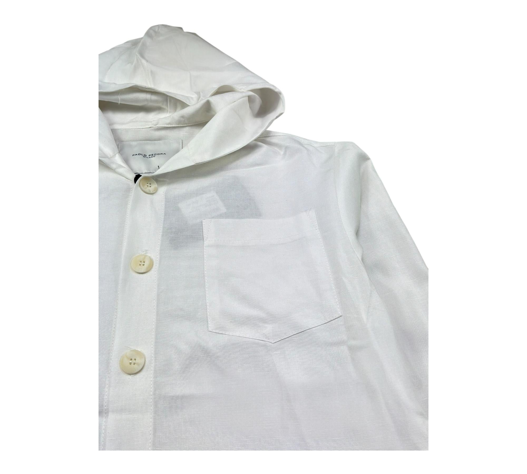 Paolo Pecora Camicia Manica Lunga Tinta Unita con Cappuccio per Bambino PP4216 BIANCO PAOLO PECORA 