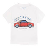 Mayoral Crew Neck T-Shirt Solid Color with Contrast Prints White for Newborns