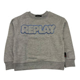 REPLAY felpa chiusa girocollo tinta unita con logo Grigio per Bambino SB2067 GRIGIO REPLAY 