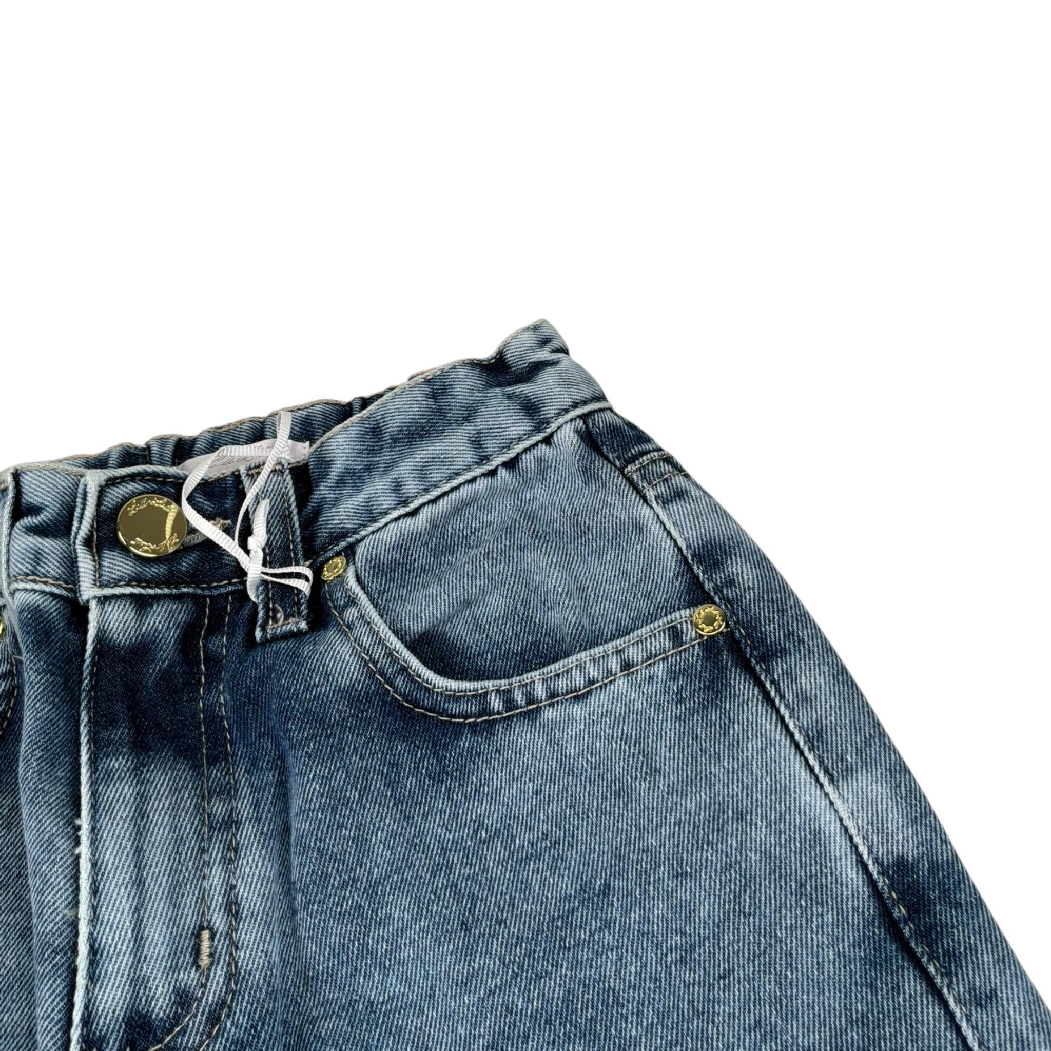 Lu Lu By Miss Grant Jeans Tinta Unita Modello A Palazzo per Bambina LL3118 AZZURRO LU LU BY MISS GRANT 