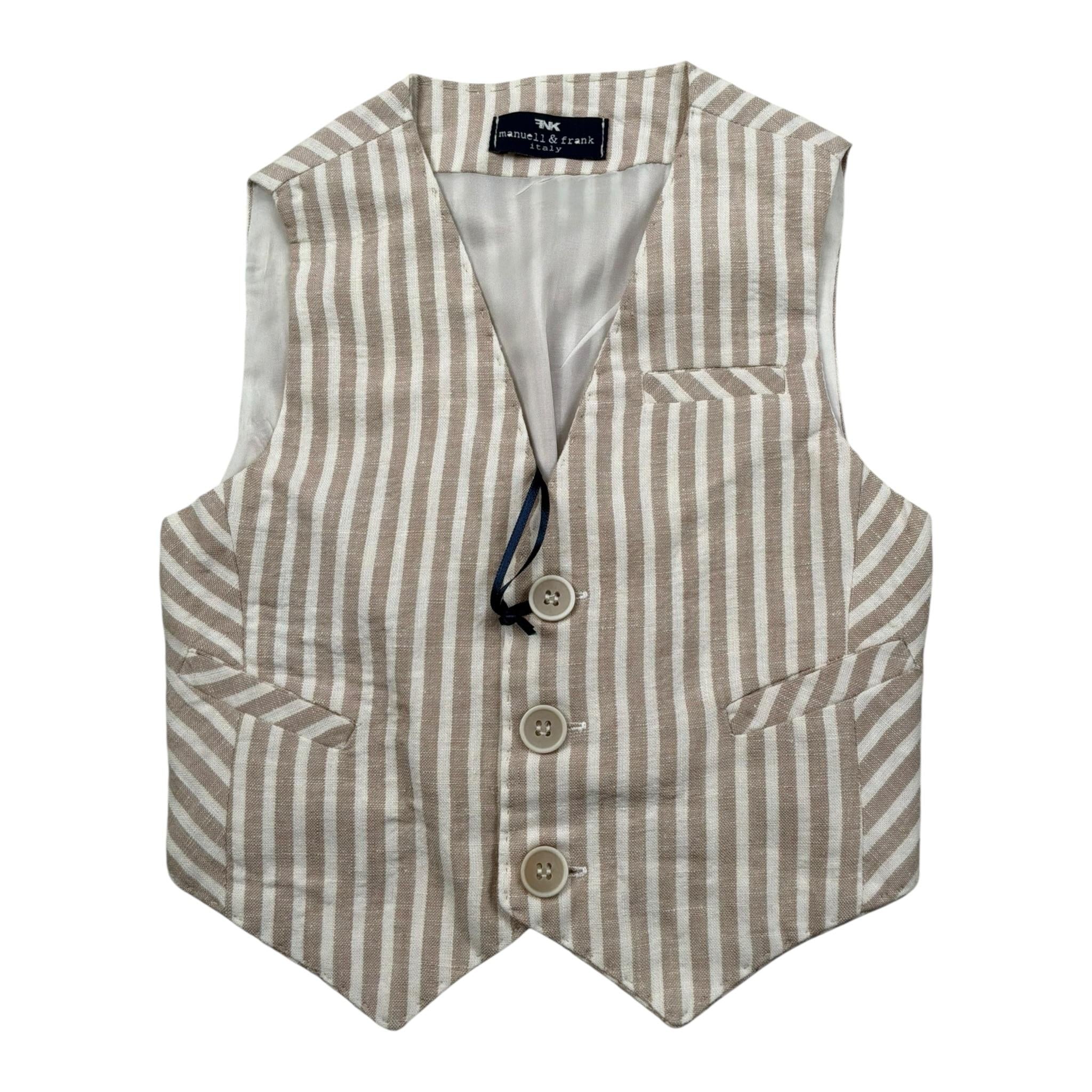 Manuel & Frank Gilet Tinta Unita con Bottoni E Fantasia A Righe per Bambino MF5155NJ BEIGE MANUEL & FRANK 