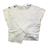 Naida Solid Color Button Down Sleeveless Shirt White For Girls