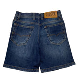 Diesel Ripped Denim Bermuda Shorts Solid Color Blue For Boys