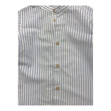 Zhoe &amp; Tobiah Two-Tone Shirt With Mandarin Collar And Striped Pattern White/Blue For Boys