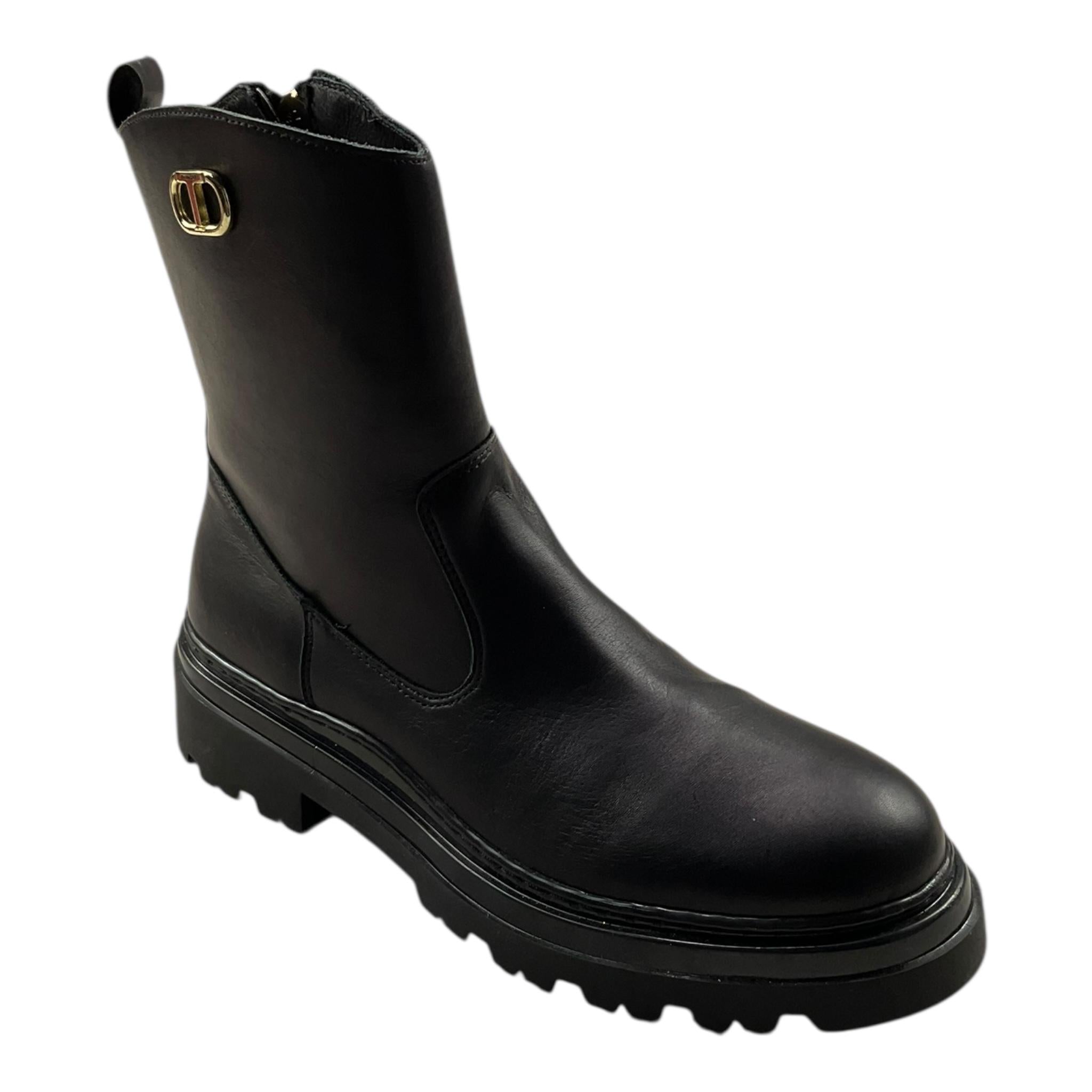 TWINSET stivali tinta unita con logo Nero per Bambina 232GCJ032 NERO TWINSET 