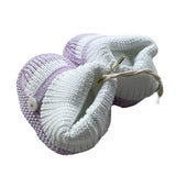 Little Bear Two-Tone White/Lilac Baby Booties