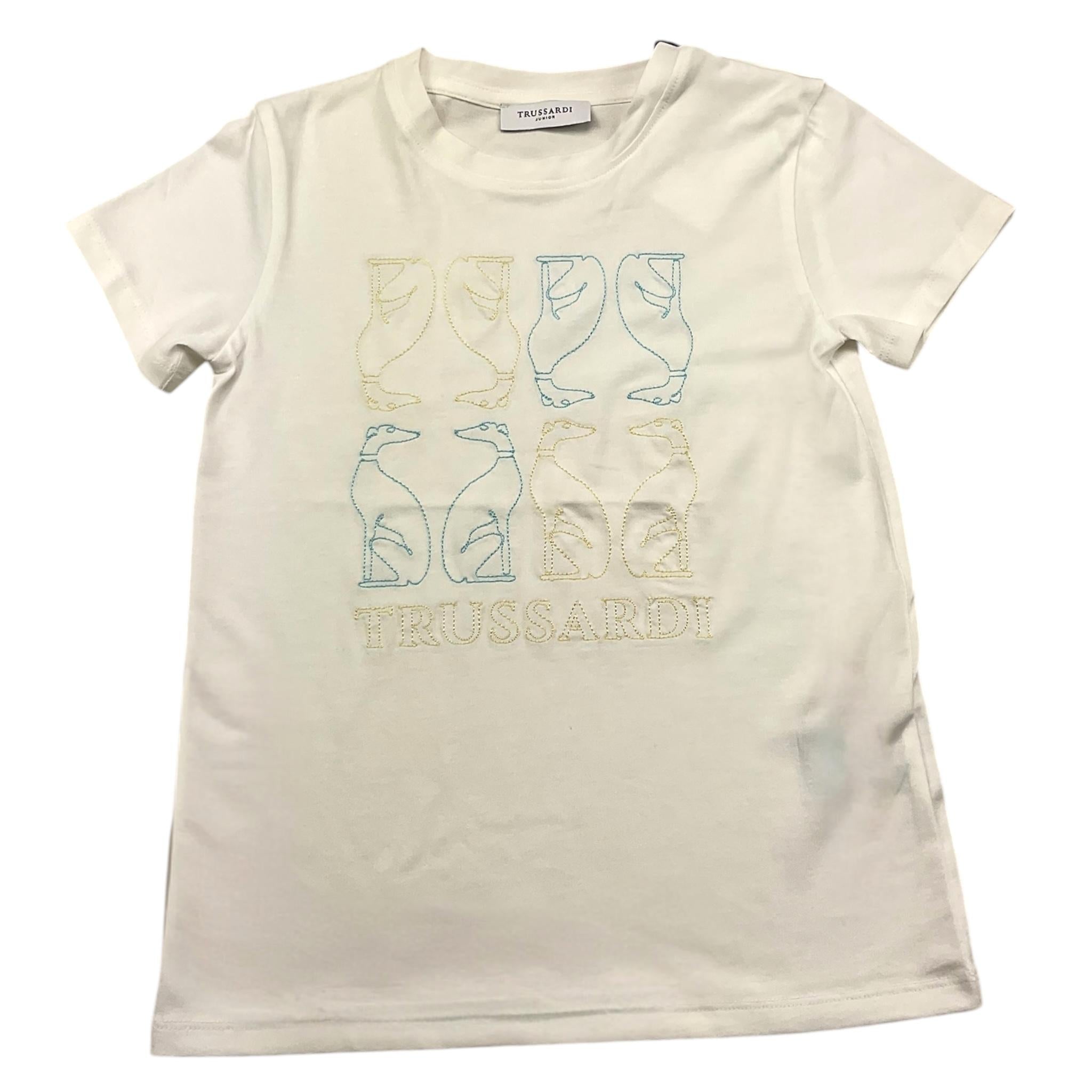 TRUSSARDI t-shirt girocollo tinta unita cn ricami Bianco per Bambina TGA25044TS BIANCO TRUSSARDI 