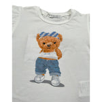 M+E' T-Shirt Girocollo Tinta Unita con Stampa per Bambina UE1276J BIANCO M+E' 