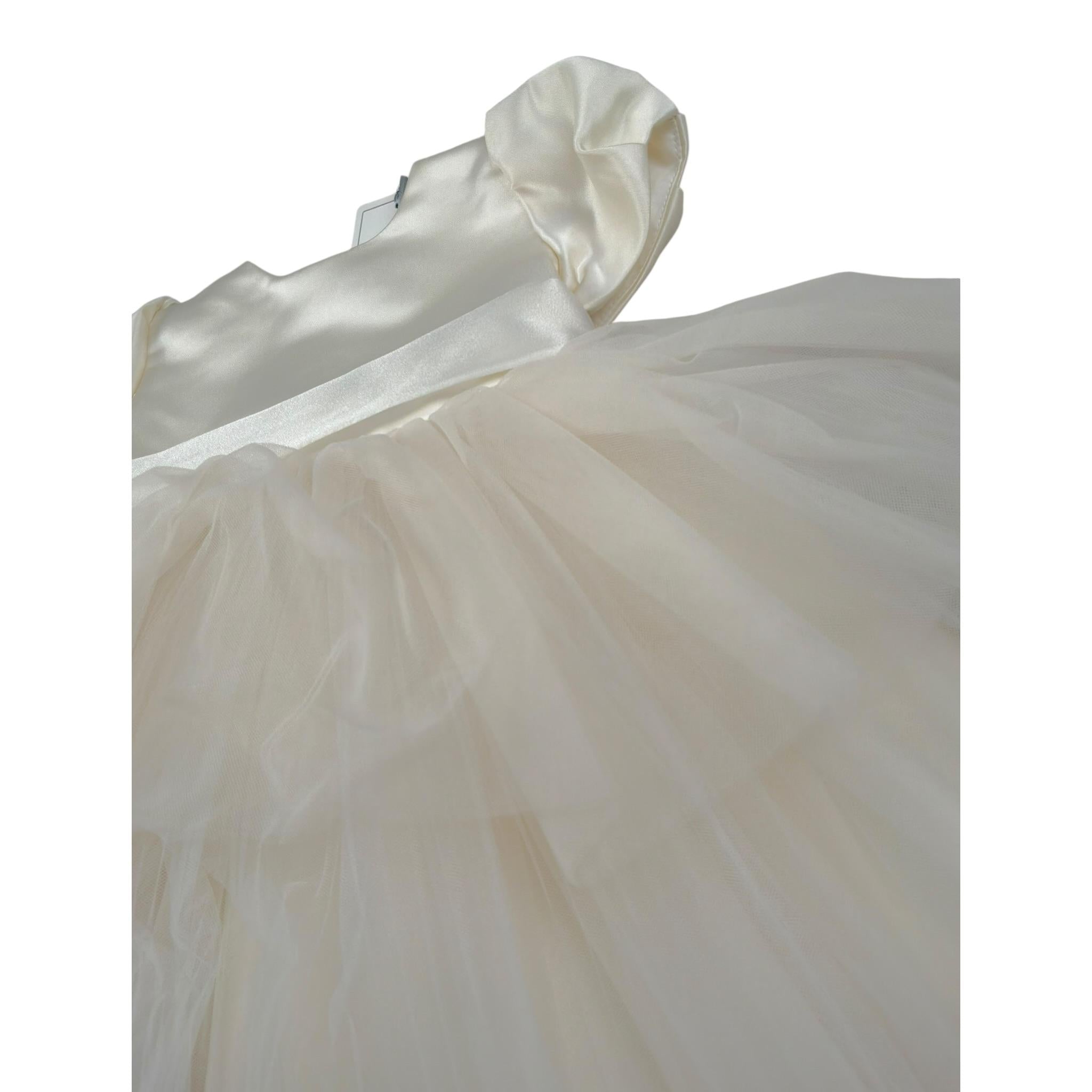 Gugu Gaga Abito Cerimonia Tinta Unita con Tulle per Neonata GF6085I AVORIO GUGU GAGA 