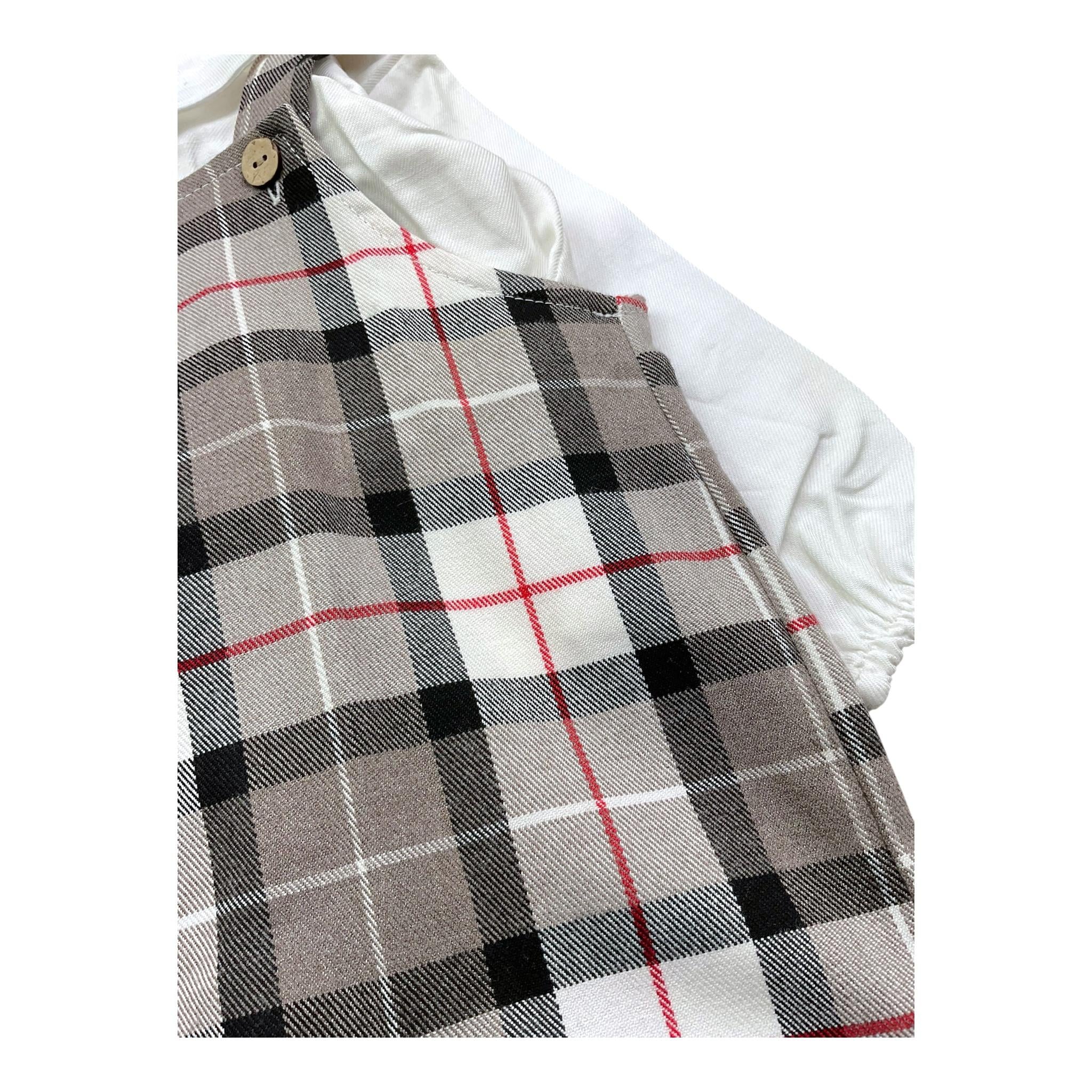 CALAMARO completo 2pz salopette-shirt fantasia a quadri Bianco per Neonato 17900 BIANCO CALAMARO 