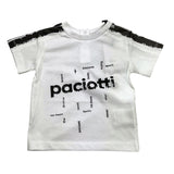 Cesare Paciotti Solid Color Crew Neck T-Shirt With White Logo Print For Boys
