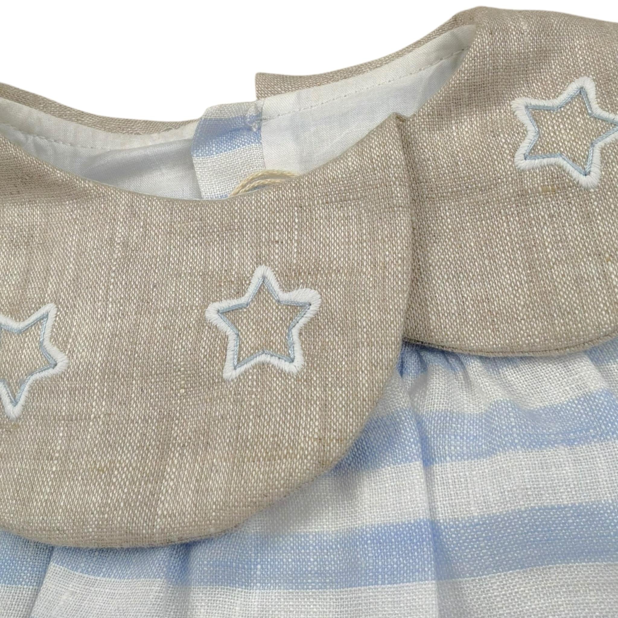 La Stupenderia Pagliaccetto Bicolore con Colletto E Fantasia A Righe per Neonata TBPG500 BIANCO/AZZURRO LA STUPENDERIA 