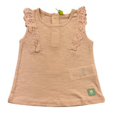 Losan Solid Color Tank Top with Pink Embroidery for Baby Girl