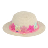 Billieblush Plain Straw Hat With Beige Flowers For Girls
