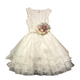 Mimilu' Abit Solid Color Sleeveless With White Contrast Strap For Girls