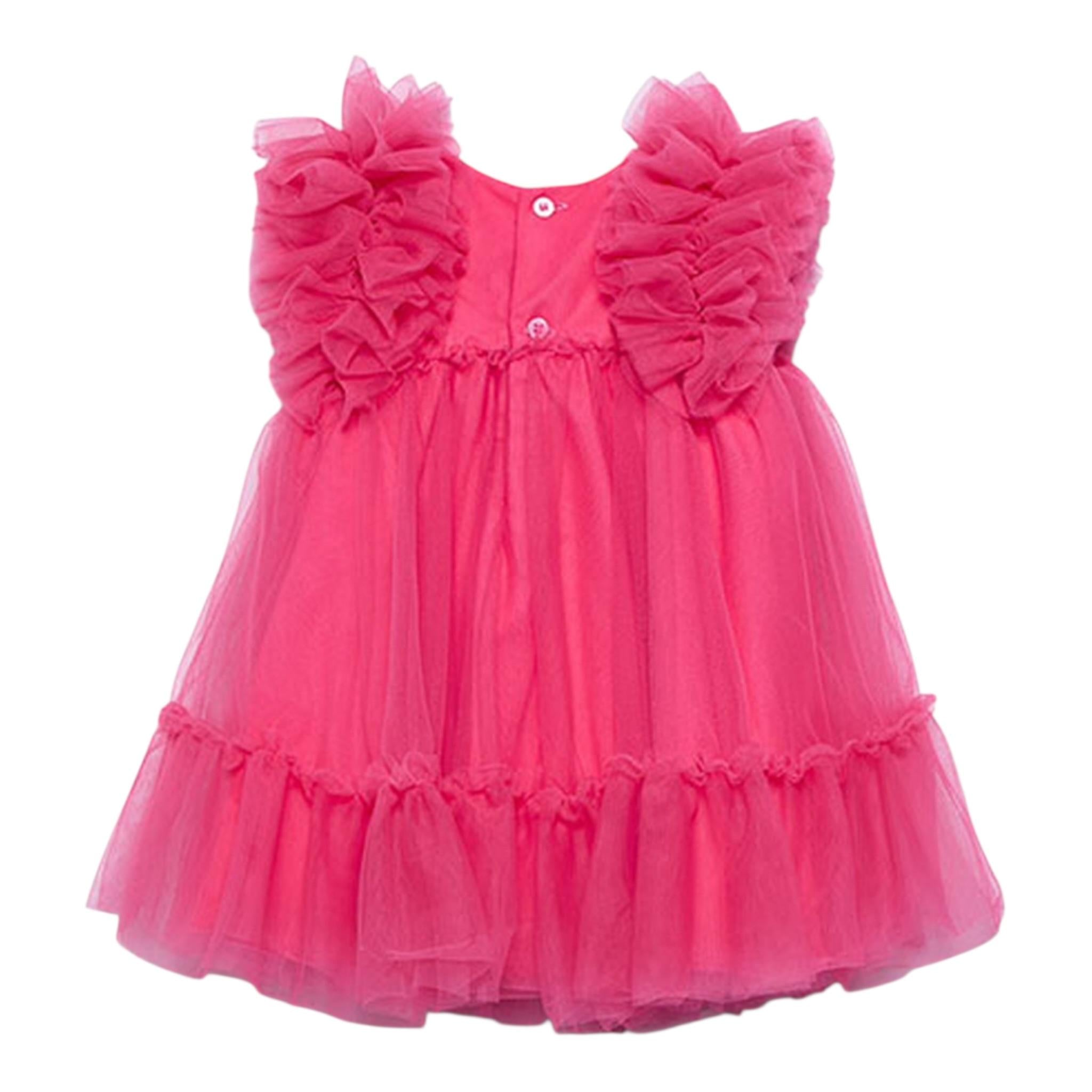 Abel & Lula Abito Mezza Manica Tinta Unita In Tulle per Neonata 502992X FUXIA ABEL & LULA 