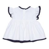 Le Bebe' Solid Color Half Sleeve Dress With Contrasting Trim White For Newborn Baby Girl