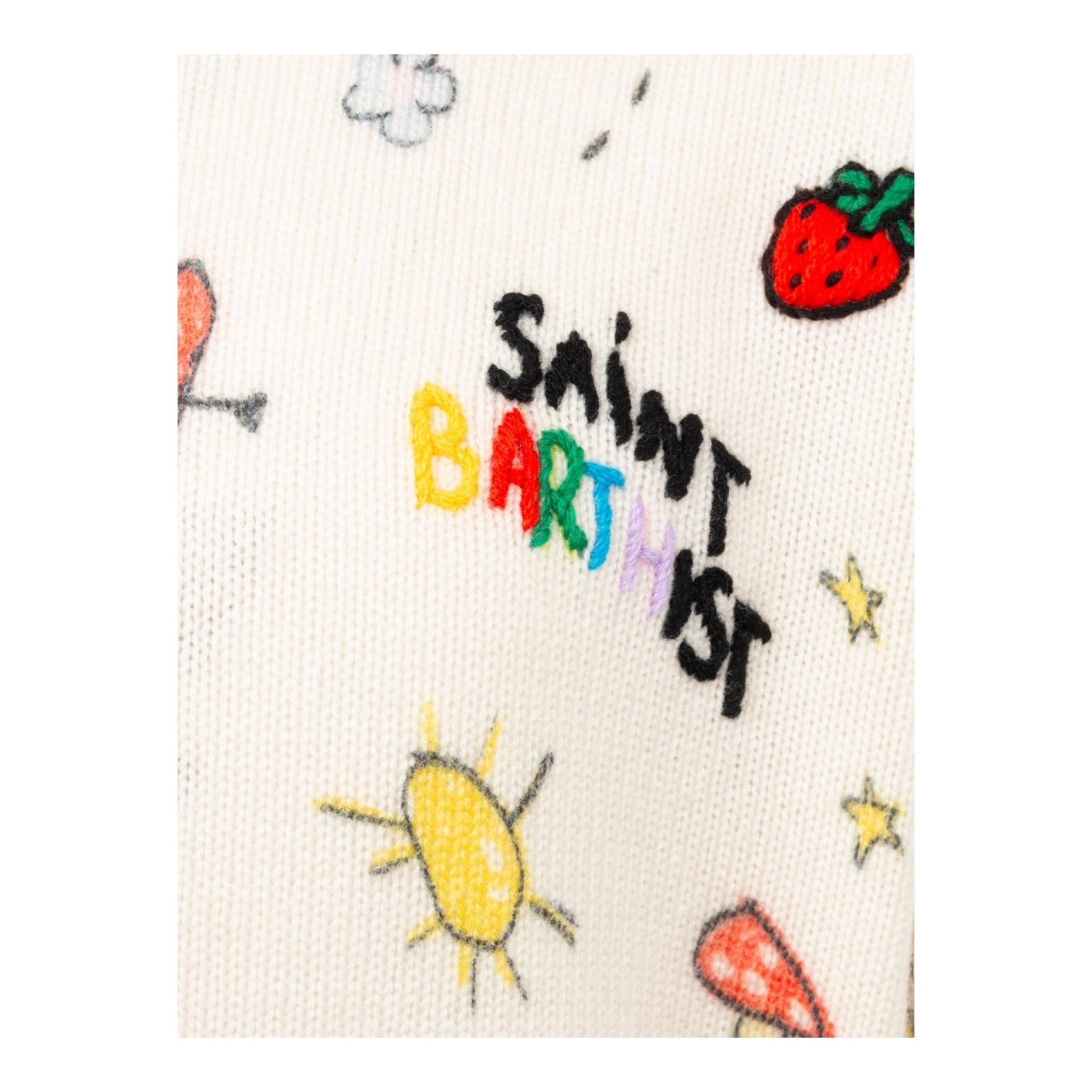 SAINT BARTH maglia girocollo tinta unita con ricami Panna per Bambina PRC0012 PANNA SAINT BARTH 