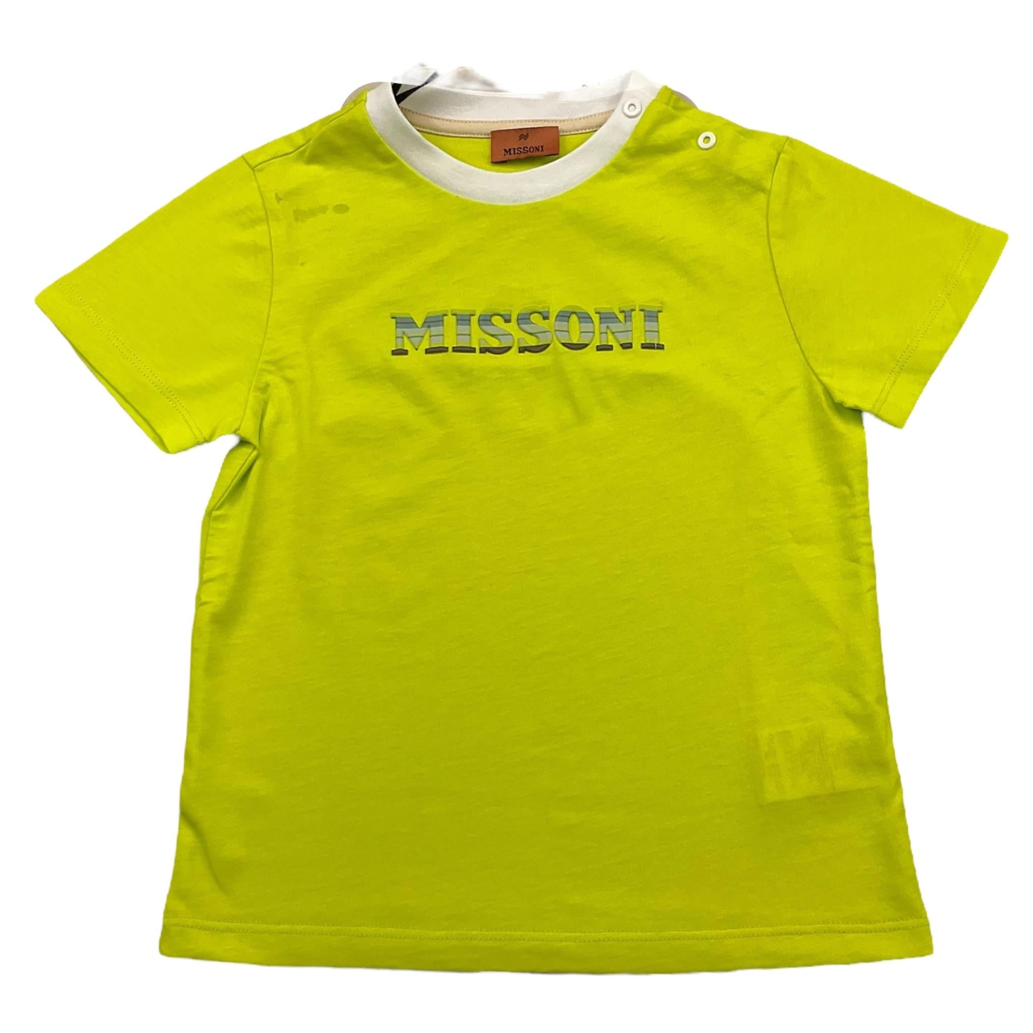 MISSONI t-shirt tinta unita con stampa Verde fluo per Bambino MU8531 VERDE FLUO MISSONI 