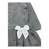 Le Bebe Abito Manica Lunga Tinta Unita con Fiocco per Bambina LBG1083 GRIGIO LE BEBE 
