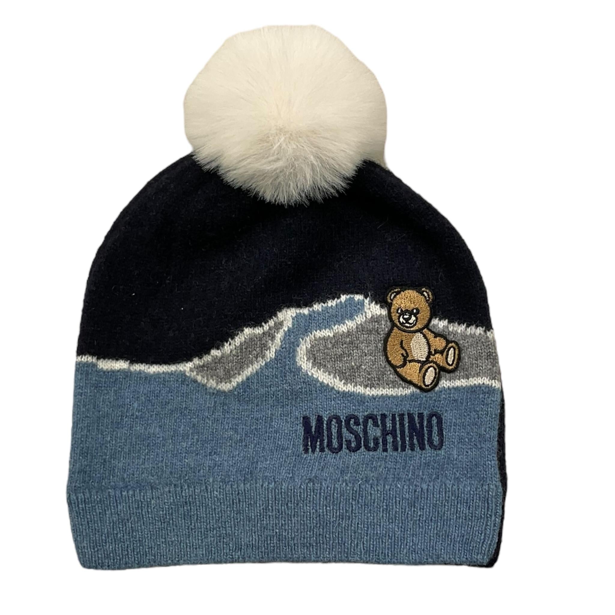 MOSCHINO cappello tinta unita con stampa Blu per Neonato MMX04 BLU MOSCHINO 