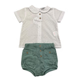 Babidu 2 Piece Set Shirt-Pants White/Green For Newborn
