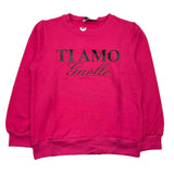 Gaelle Sweatshirt Round Neck Solid Color with Contrast Print Fuchsia for Children