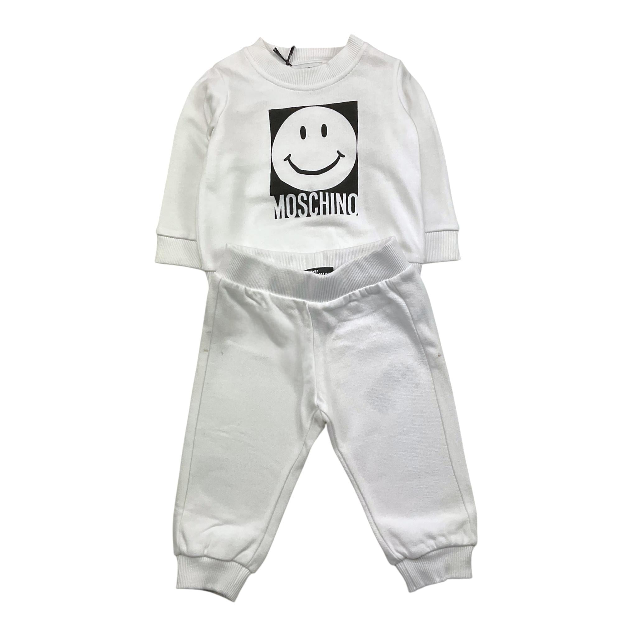 MOSCHINO completo 2pz tinta unita felpa-pantalone Bianco per Neonato MNK05E BIANCO MOSCHINO 