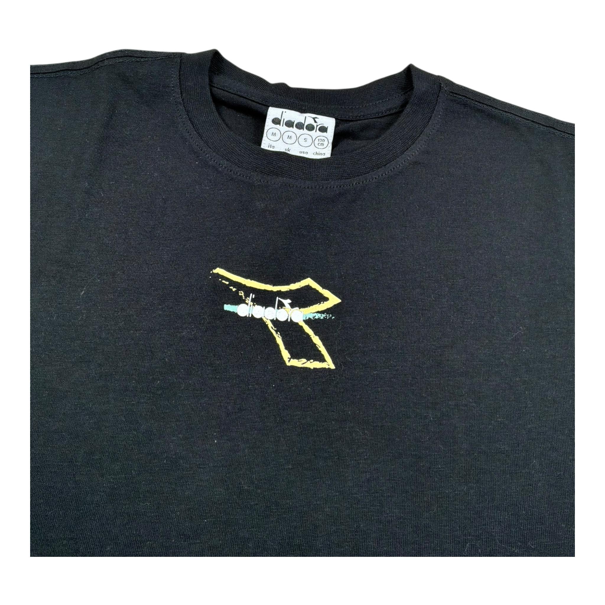 Diadora T-Shirt Girocollo Tinta Unita con Stampa per Bambino 102181707 NERO DIADORA 