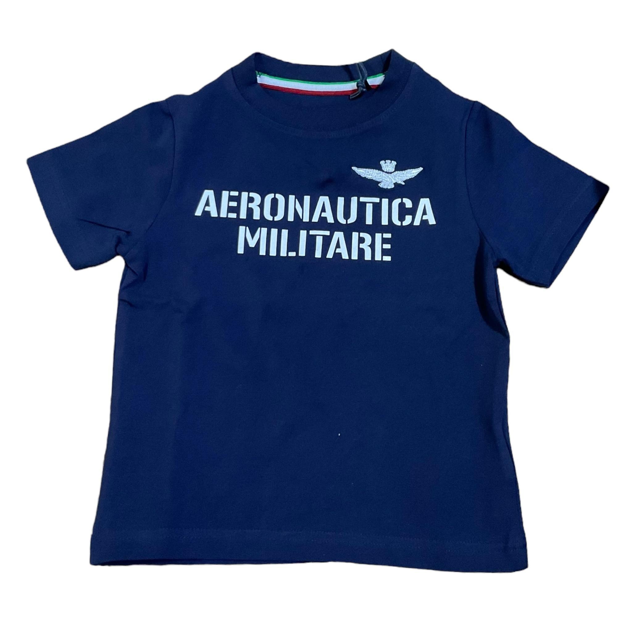 Aeronautica Militare T-Shirt Girocollo Tinta Unita con Stampa per Bambino 251TS0040A BLU AERONAUTICA MILITARE 