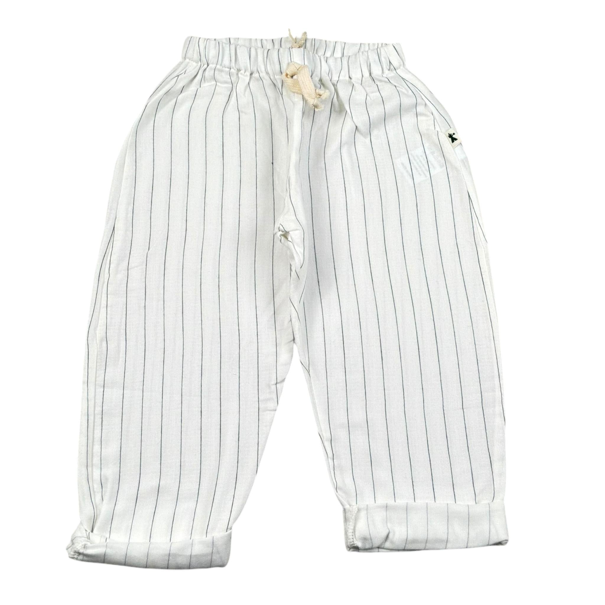Petit Indi Pantalone Tinta Unita con Fantasia A Righe per Bambino SS25BK8225XJ BIANCO PETIT INDI 
