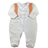 Ninnaoh Two-Tone Onesie with Striped Pattern White/Orange for Newborns