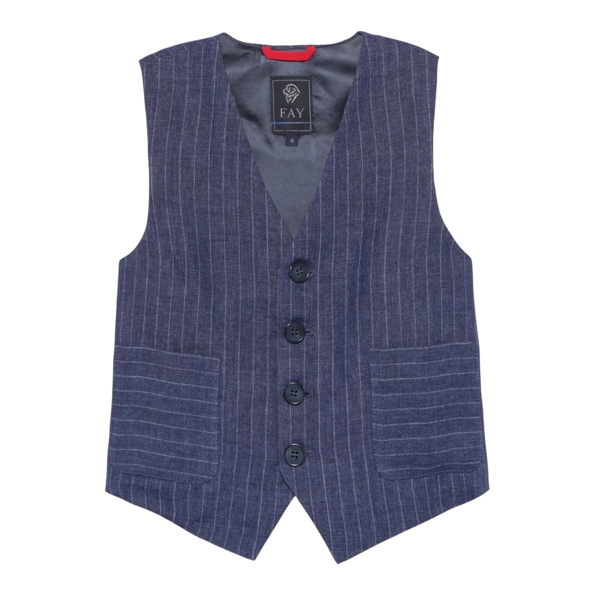 Fay Gilet Tinta Unita con Fantasia A Righe per Bambino FW2Q12 BLU FAY 