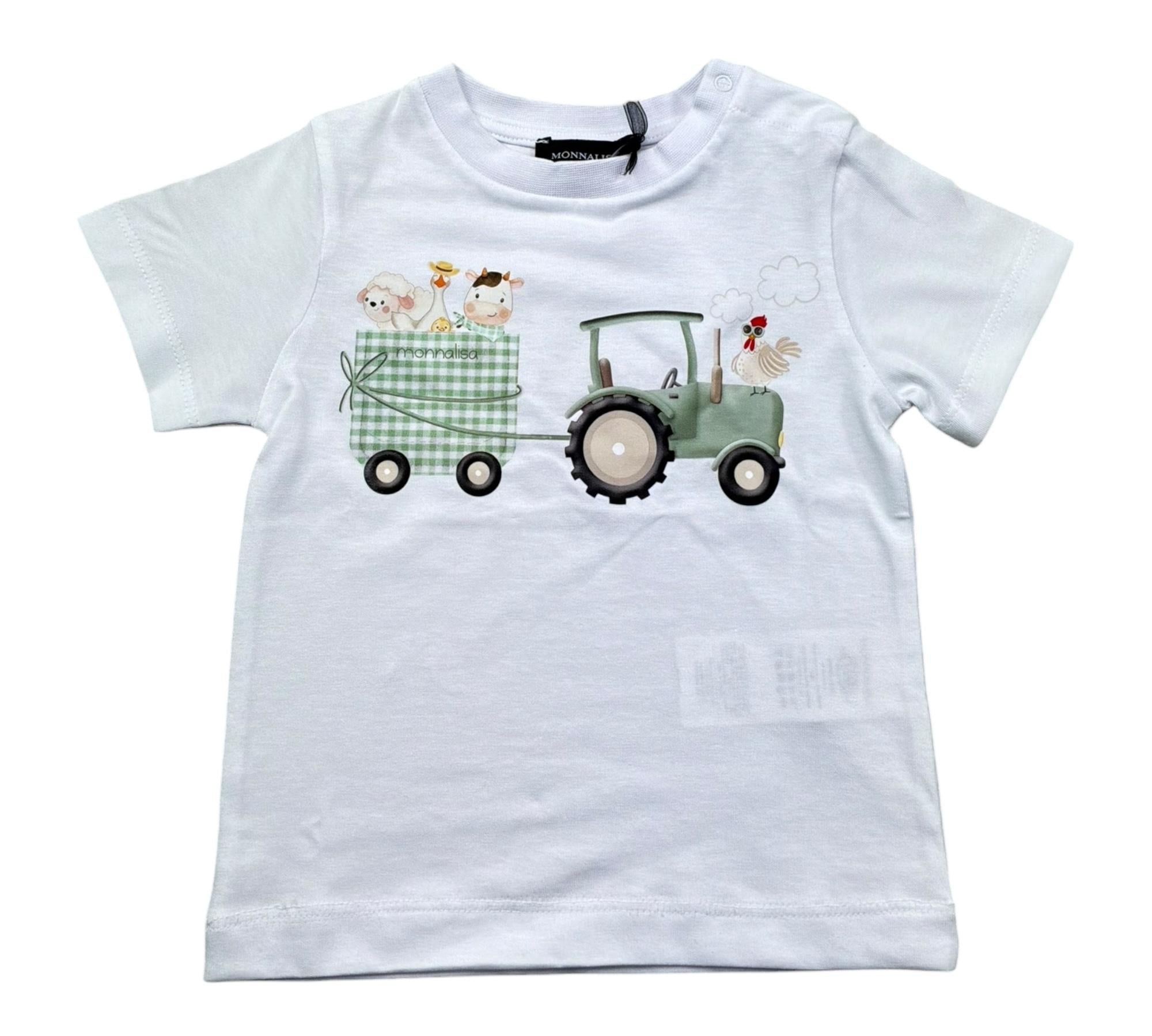 Monnalisa T-Shirt Girocollo Tinta Unita con Stampa per Neonato 28E602N BIANCO MONNALISA 