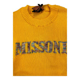 Missoni Solid Color Crew Neck Sweater With Mustard Print For Girls
