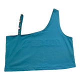 Met Top Bretelline Tinta Unita con Applicazioni per Bambina ME209 AZZURRO MET 