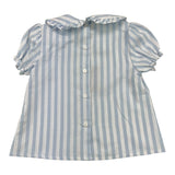 Little Bear Shirt Half Sleeve Striped Pattern White/Blue For Baby Girl