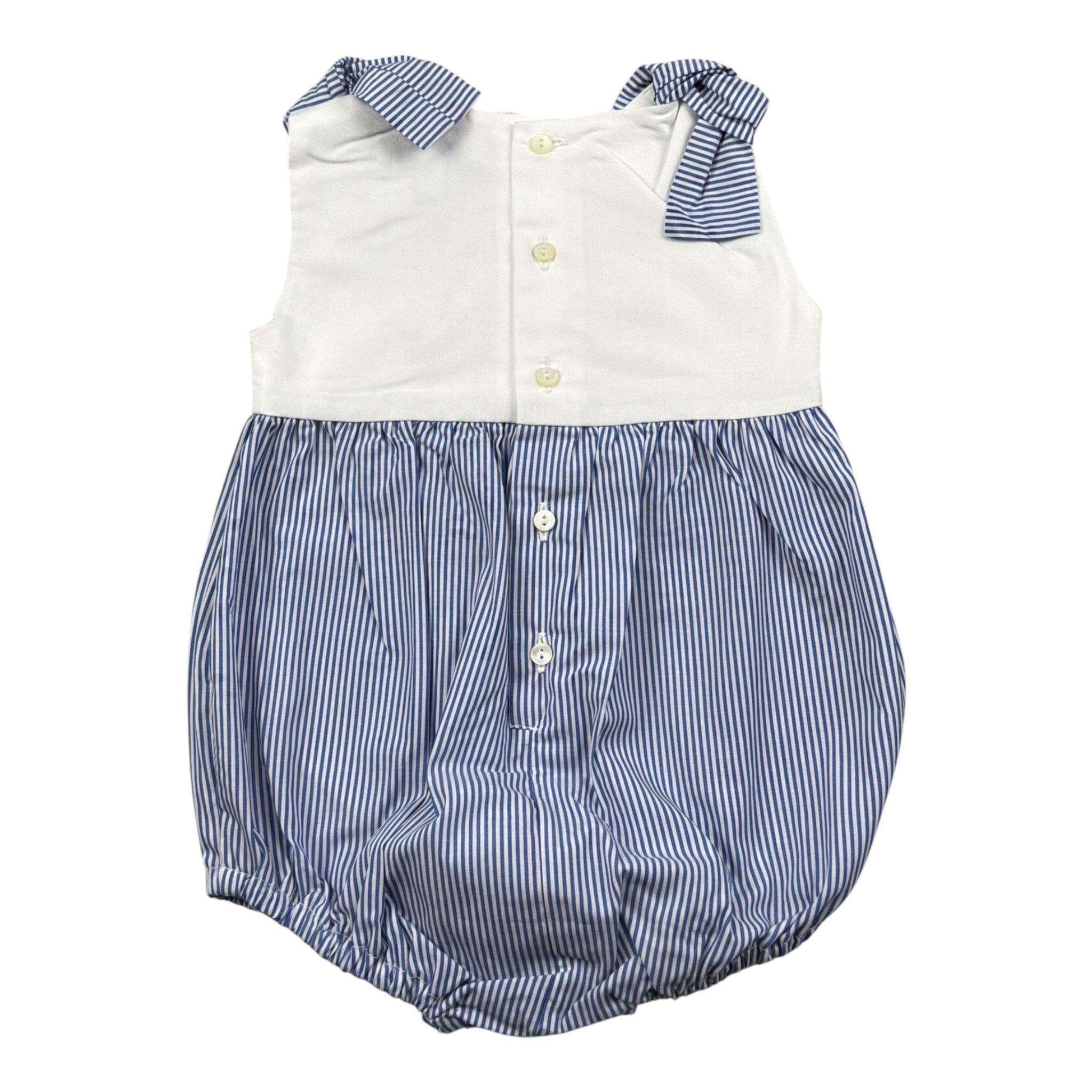 Ilfarobimbi Pagliaccett Bicolore con Fantasia A Righe per Neonata GELSOMINO BIANCO/BLU ILFAROBIMBI 