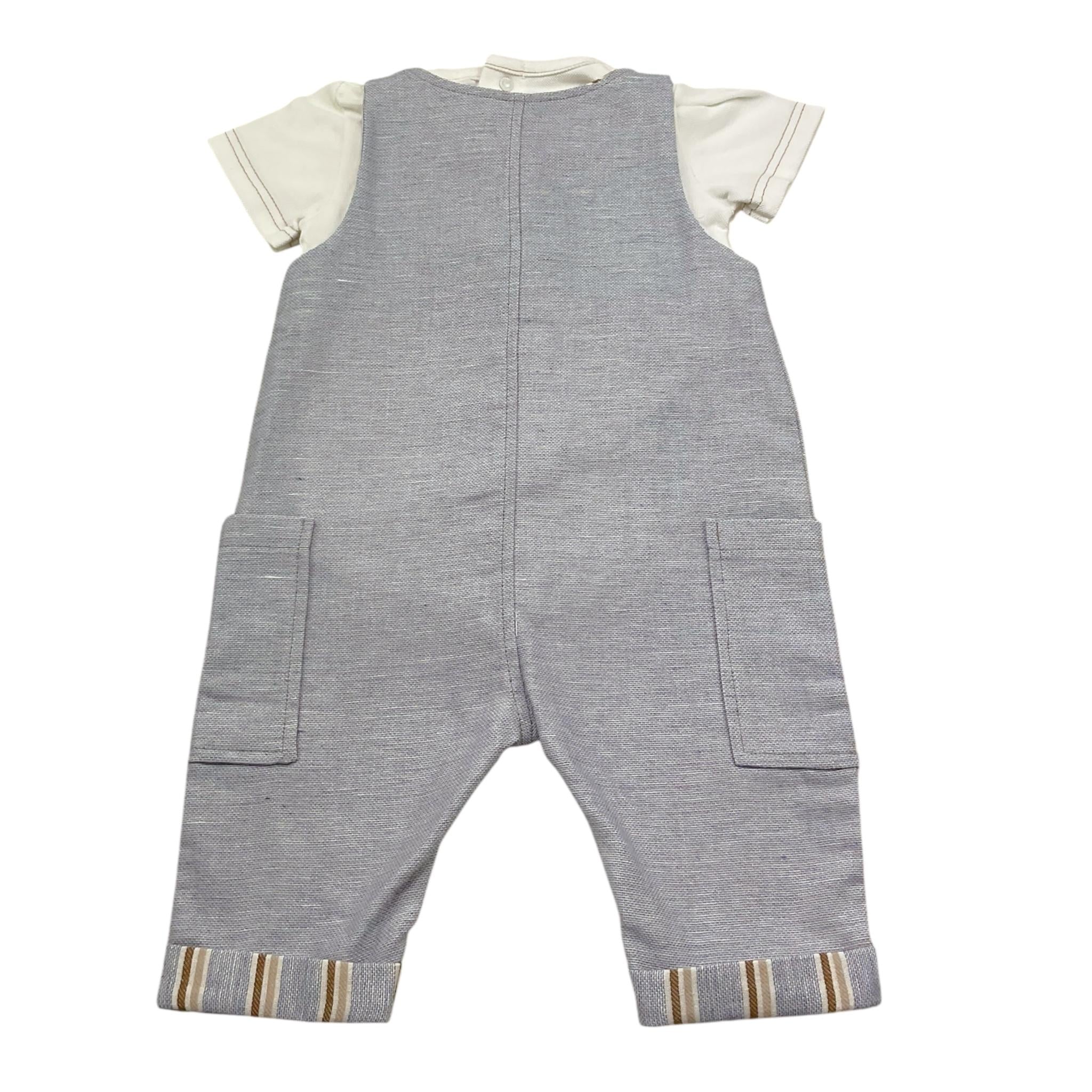 Barcellino Completo 2 Pezzi Salpette-Body Bicolore per Neonato 120104 BIANCO BARCELLINO 