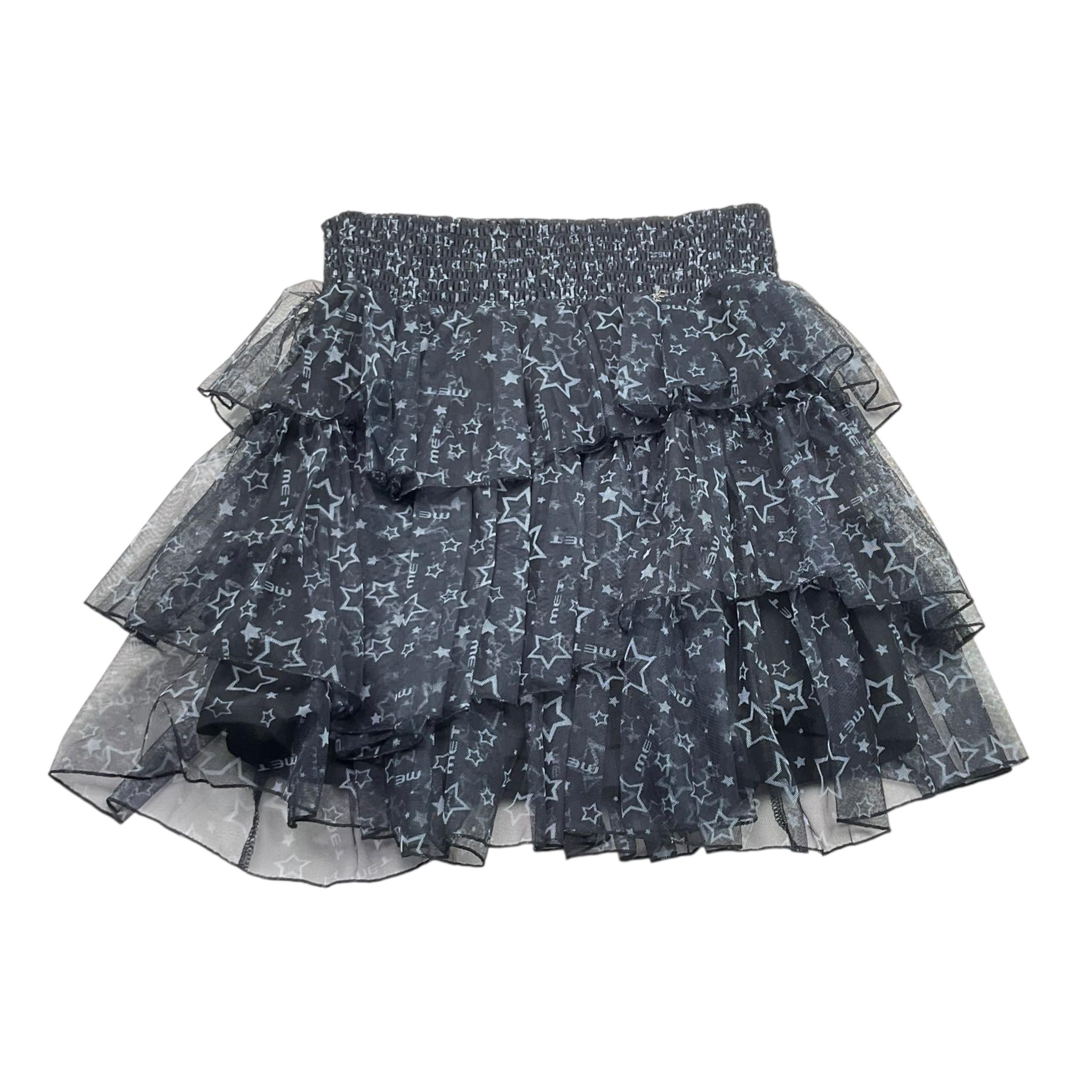 Met Gonna Tinta Unita con Tulle E Fantasia Stelle per Bambina ME340 NERO MET 