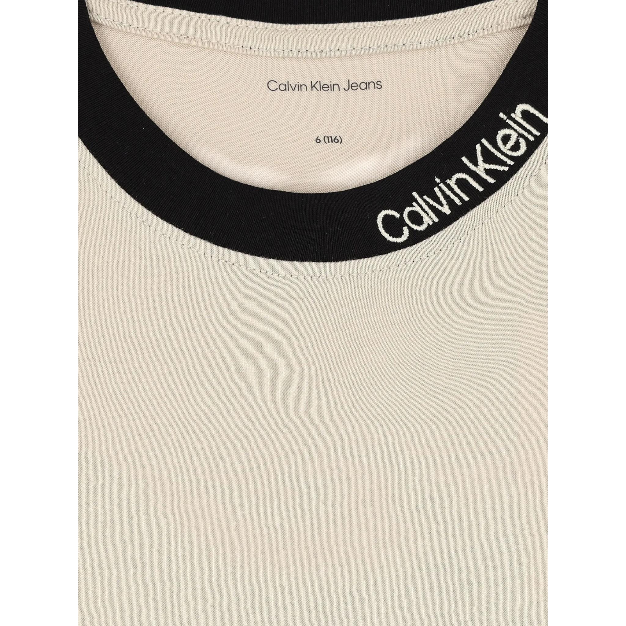 Calvin Klein T-Shirt tinta unita con Profili In Contrasto Beige per Bambino IB0IB02457X BEIGE CALVIN KLEIN 