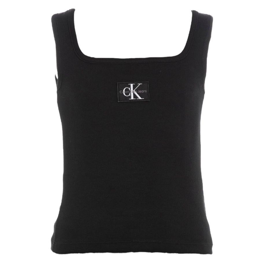 Calvin Klein Canotta Tinta Unita Giromanica con Stampa per Bambina IG0IG02440 NERO CALVIN KLEIN 