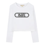 Michael Kors Shirt Girocollo Tinta Unita con Logo per Bambina R30316 BIANCO MICHAEL KORS 