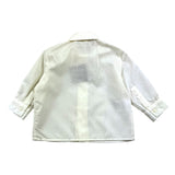 La Stupenderia Plain Shirt With Ivory Embroidery For Newborn
