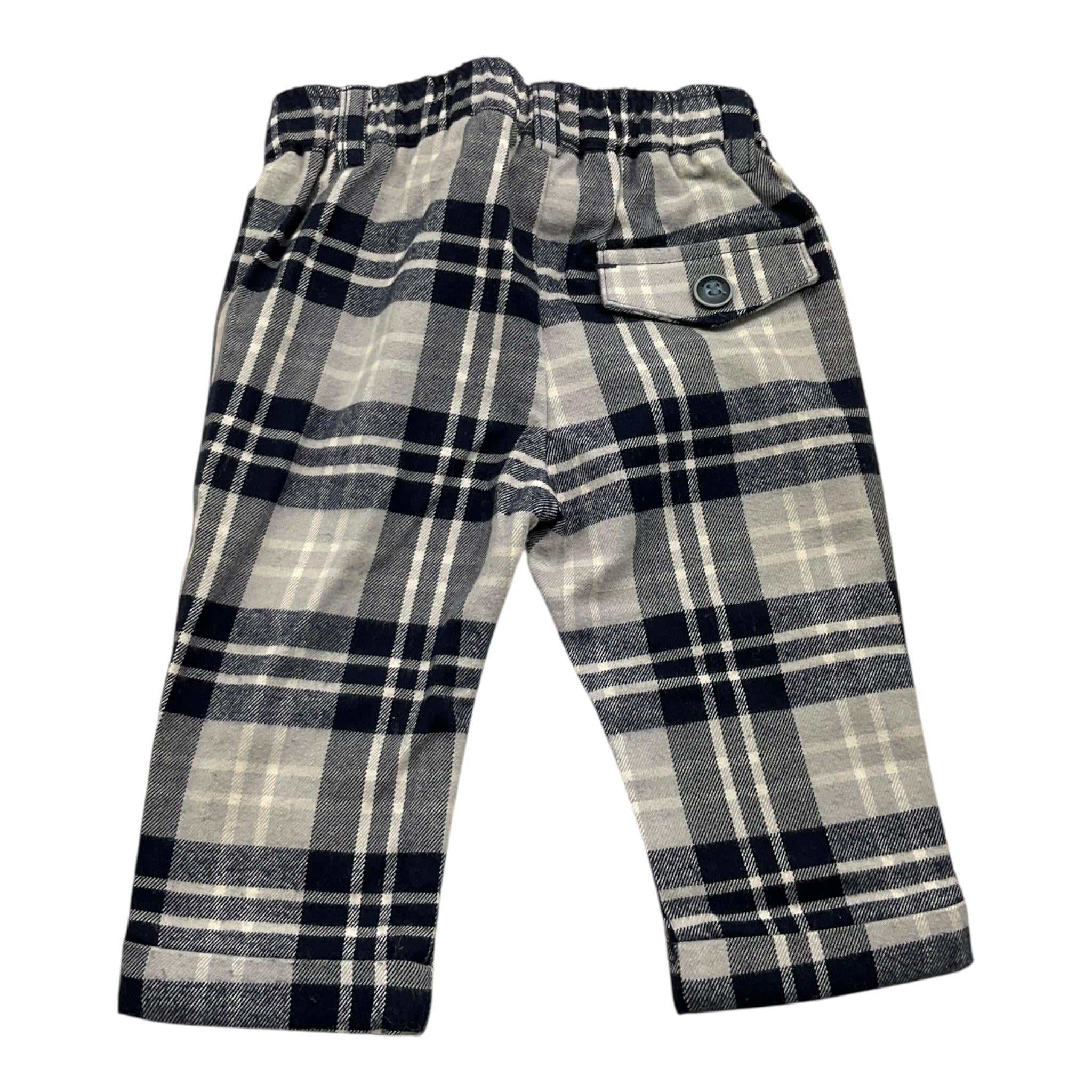 MINI BANDA pantalone fantasia scozzese con elastico in vita Blu per Neonato 35646 BLU MINI BANDA 