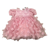 Simonetta Solid Color Half Sleeve Dress With Pink Tulle For Baby Girl