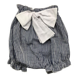 La Stupenderia Checkered Pattern Culotte With Blue Bow For Newborn