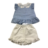 Barcellino Complete 2 Piece Shirt-Panty White/Blue For Baby Girl