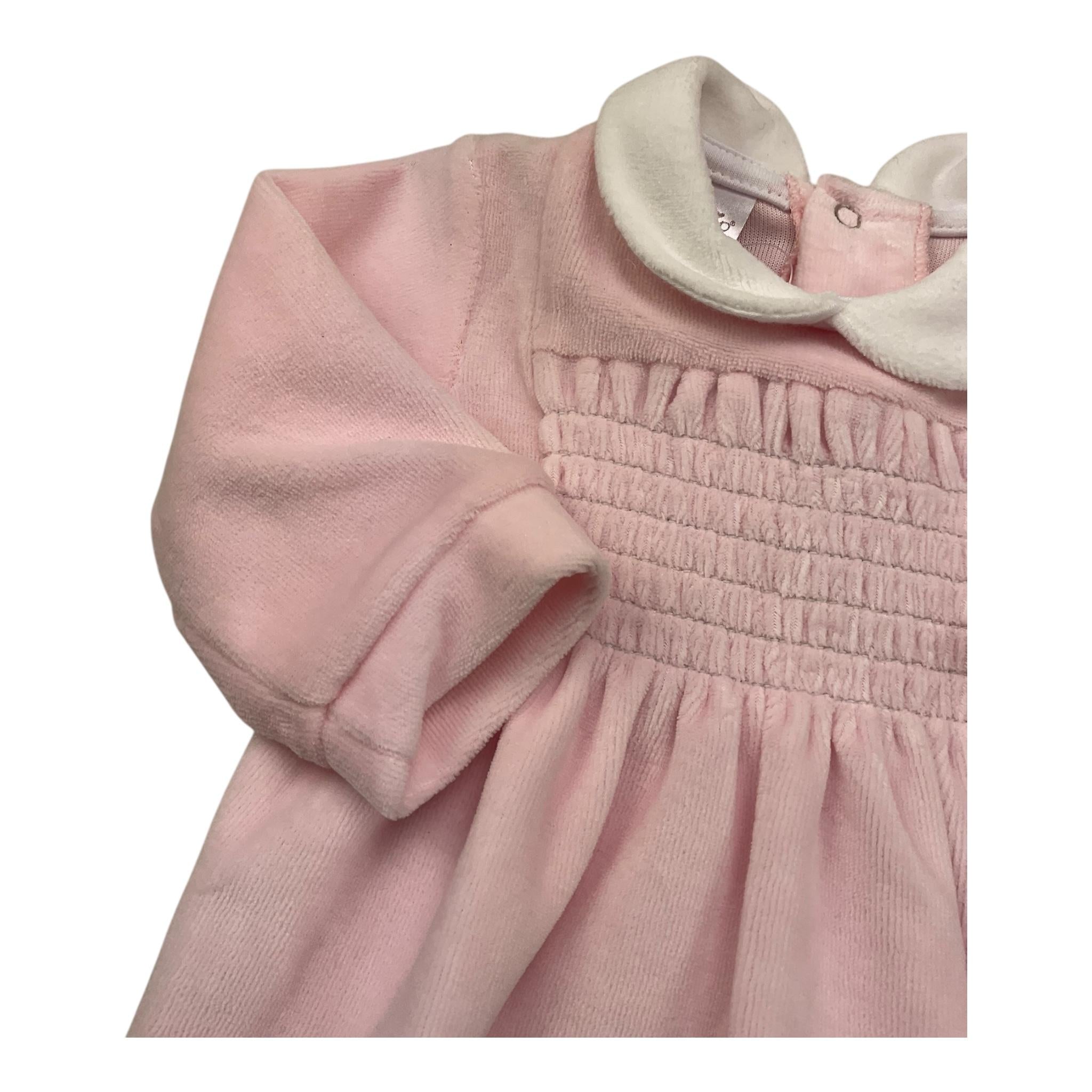 BABY VIP tutina manica lunga tinta unita in ciniglia Rosa per Neonata T2472A ROSA BABY VIP 